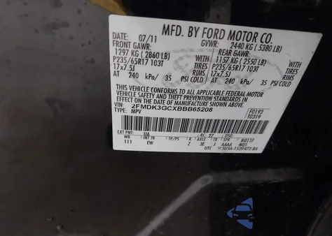2011 Ford Edge Se from USA, damaged, VIN 2FMDK3GCXBBB65208